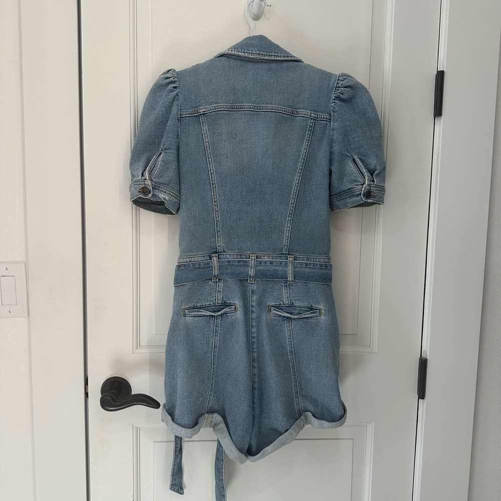 Retrofete Denim Puff Sleeve Romper Size S - Picture 3 of 6